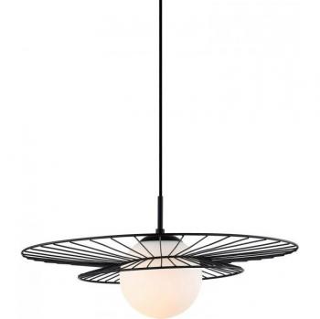 Lámpara colgante moderna Alison Black - Lámpara colgante moderna negra 1 luz con pantalla blanca, E27