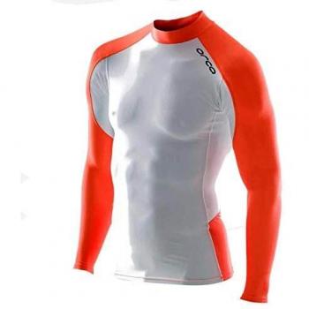 Camiseta de natación de manga larga de alta visibilidad, color naranja