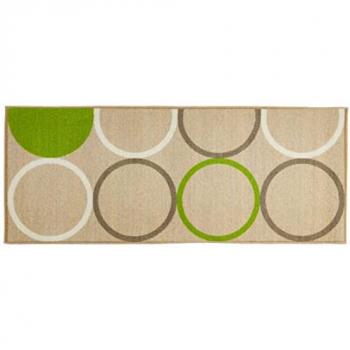 Alfombra Moderna Beige/Verde para Baño y Cocina - 140x57 cm
