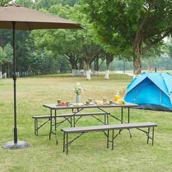 Mesa Plegable Lillestrøm 180x75x72 cm - Efecto Madera Marrón Oscuro para Exterior y Camping