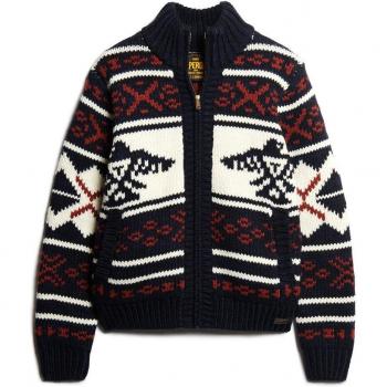 Superdry Men's Thick Knit Zipped Cardigan - Navy Patterned (L)