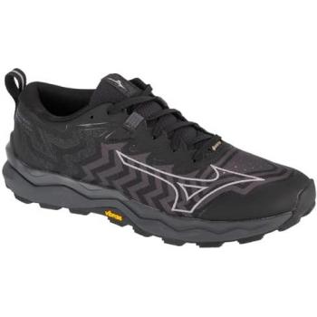Mizuno Wave Daichi 8 GTX - Zapatillas de trail running para hombre, características: impermeables con tecnología Gore-Tex, suela con tracción optimizada, diseño ligero y transpirable, color negro y gris oscuro, talla