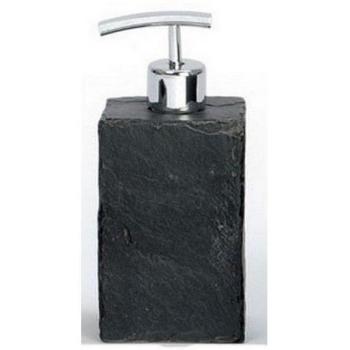 ANDREA HOUSE - Dispensador de baño de Pizarra Natural con dosificador Cromado 8,5x7x16,5cm