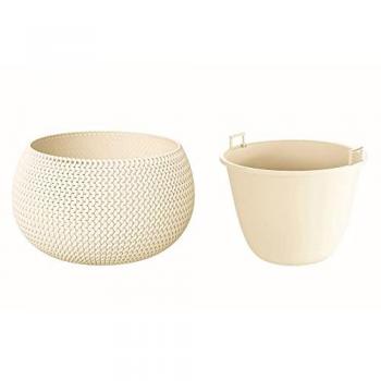 Maceta Redonda Splofy Bowl con Depósito de Plástico Color Melocotón 14.4x14.4x11cm