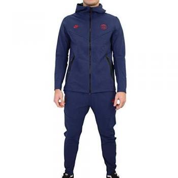 NIKE PSG M NSW TCH Pck Hoodie FZ Cl Sudadera, Hombre, Midnight Navy/University Red, L