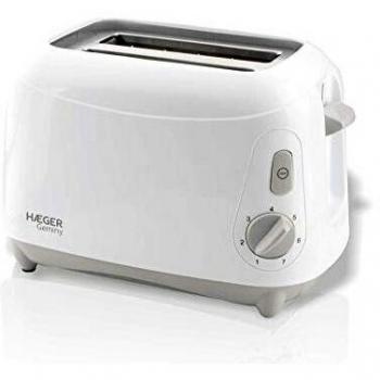 HAEGER Geminy - Tostadora de Doble Compartimento 900W, 7 Posiciones de Tostado con Bandeja recogedora de Migas, diseño Simple y Funcional, para un Tostado eficiente. Acabado en Blanco