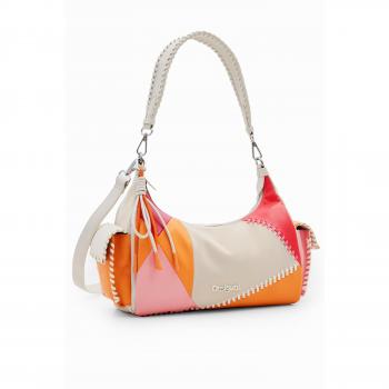 Desigual Beige Polyethylene Handbag with Removable Shoulder Strap, Shoulder Bags, Female, Multicolor, Size: ONE SIZE