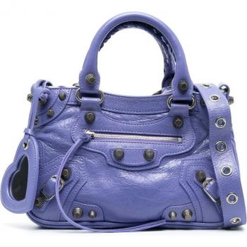 Balenciaga Women's Le Cagole Small Leather Shoulder Bag in Purple | Size UNI | 7515231VG9Y5407