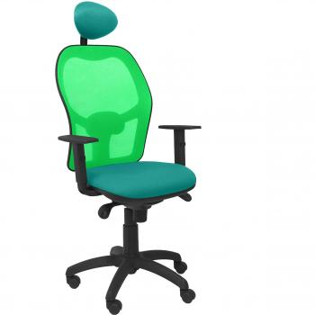 PIQUERAS Y CRESPO Modelo Jorquera - Silla de oficina ergonómica con mecanismo sincro, brazos regulables y ajustable en altura - Respaldo de malla transpirable en color verde y asiento tapizados en tejido BALI color verde claro