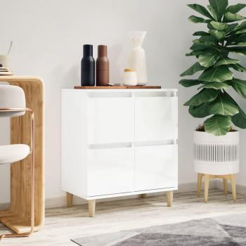 Aparador de madera contrachapada 60x35x70 cm, Mueble de Almacenaje de Salón, Buffet para salón, Armario Auxiliar, Armario de Almacenamiento en color blanco brillante