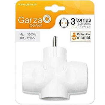 Garza Power - Base múltiple de 3 tomas laterales con adaptador