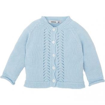 Chaqueta de bebé niño con calados y cierre de botones en color celeste