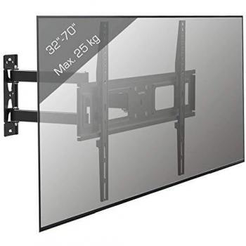 Soporte de Pared Universal para TV VESA B-SN600, Extensible, Giratorio e Inclinable hasta 25 kg, Compatible con Pantallas de 32 a 70, Color Negro
