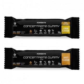 Powergym Concentrate Gummy - Barrita de gominola para deportistas a base de hidratos de carbono y sodio, sabor limón con cafeína, 30 g