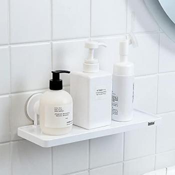 Estanteria baño blanca con ventosa 32x11,7x9,5 cm