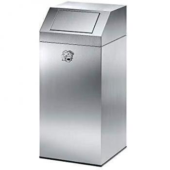 Contenedor de residuos de acero inoxidable VAR para interior y exterior, volumen 76 l, dimensiones 380x890x380 mm, incluye contenedor interno