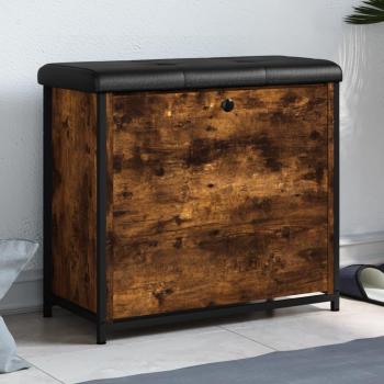 Banco zapatero con cajón abatible roble ahumado 62x32x56 cm Marrón