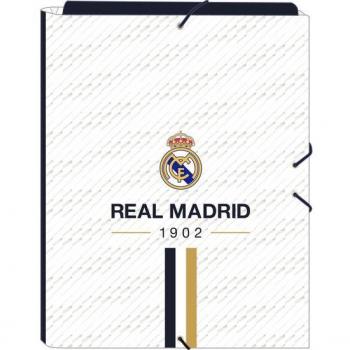 Carpeta Folio 3 Solapas con Gomas Real Madrid Primera Equipación 2023/2024 Safta Blanca