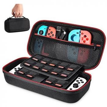 Younik Funda para NS Switch/Switch OLED Versión Mejorada Viaje rígida Case con más Espacio de Almacenamiento para 19 Juegos, Oficial Adaptador de AC y Otros Accesorios NS Switch