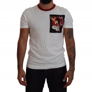 Dolce & Gabbana Cotton White Logo Print Crewneck T-shirt