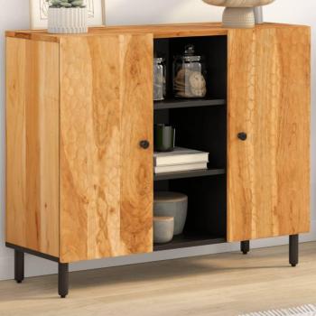 Aparador de madera maciza de acacia 90x33x75 cm Marrón