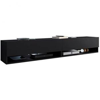 Mesa de TV Sarasota 119, Grafito, 180x30x33cm, con 2 puertas y opción de iluminación LED