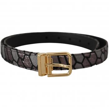 Dolce & Gabbana Multicolor Patchwork Leather Gold Jaquard Belt - 90 cm / 36 Inches