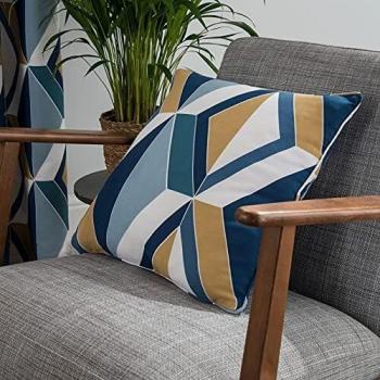 Sleepdown Cojín Grande Estampado de Diamantes Geo Relleno 45 cm x 45 cm Azul Marino