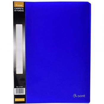 Dohe 91401 - Carpeta 20 fundas, lomo personalizable, color azul