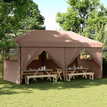 Carpa plegable Pop-Up marrón con 4 paredes laterales