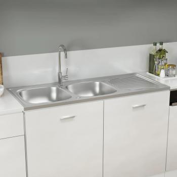 Fregadero Cocina Doble Seno Acero Inoxidable 1200x600x155mm