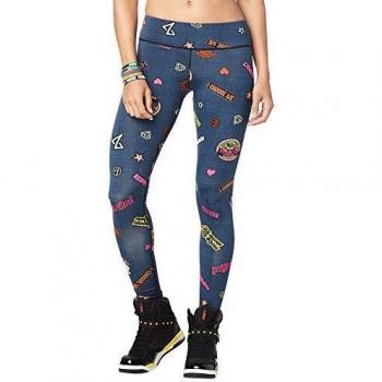 Zumba Dance Leggings Estampados Pretina Ancha de Cintura Fitness Entrenamiento Mallas de Deporte de Mujer, Z Denim, XXL