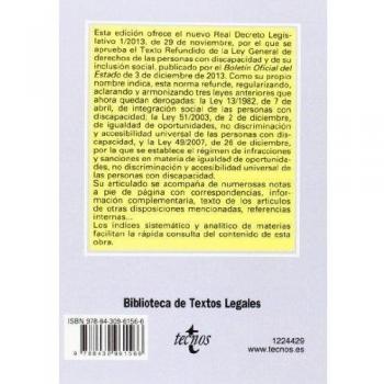 Personas con discapacidad: Real Decreto Legislativo 1/2013, de 29 de noviembre, por el que se aprueba el Texto Redundido de la Ley General de derechos ...