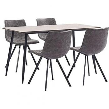 vidaXL Juego de Comedor 5 Piezas Cuero Sintético Mobiliario Decoración Interior Casa Hogar Robusto Duradero Resistente Funcional Práctico Útil Marrón