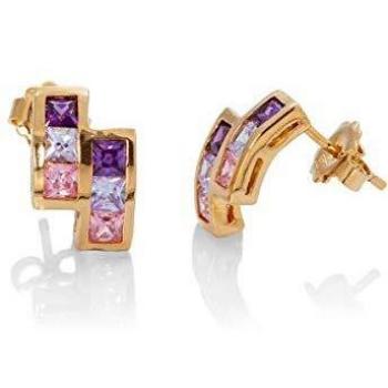 VIDAL & VIDAL Pendientes Oro 18 Ktes Circonitas Multicolor