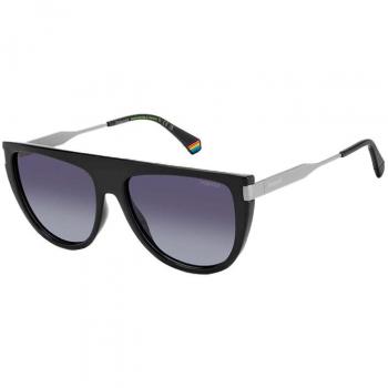 Polaroid PLD 6221/S/X Women's Black/Grey Shaded Square Sunglasses, Size: 57 MM