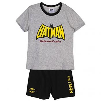 Pijama de Verano Batman Gris 100% Algodón para Niño de 2 Piezas (Camiseta + Pantalón)