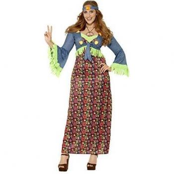 Smiffys Disfraz de Hippie con Curvas para Mujer,, Vestido, Chaleco PE