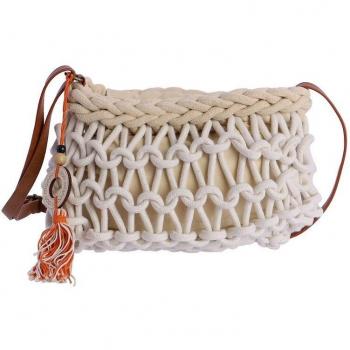 Bolso bandolera mujer Lili marfil con cremallera