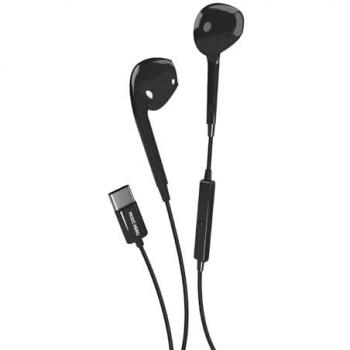 Auriculares Alámbricos In-Ear USB Tipo C con Micrófono y Controles Integrados, Color Negro