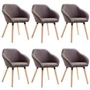 Taupe Fabric Dining Chairs Set of 6