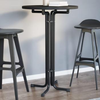 Mesa de comedor alta negra Ø 70x110 cm madera ingeniería y acero multicapa
