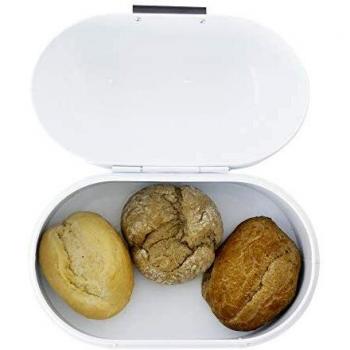 Friscolino White Metal Bread Box with Ventilation Holes, 25x15x17 cm