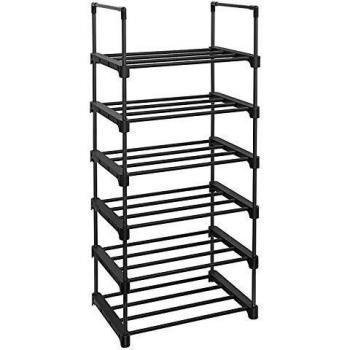 Organizador de Zapatos de Metal de 6 Niveles, Color Negro, 45 x 30 x 106 cm