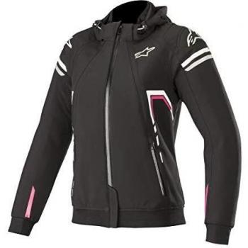 Alpinestars Chaqueta moto Stella Sektor Tech Hoodie Black White Fuchsia, Negro/Blanco/Fuchsia, M