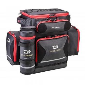 Mochila Tournament Surfcasting Daiwa Negra - Mochilas para surfcasting, diseño ergonómico, material resistente al agua, múltiples compartimentos, capacidad de almacenamiento optimizada