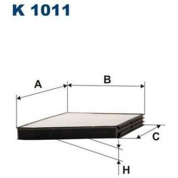 Filtro de habitáculo FILTRON K 1011, tipo: filtro de aire para el habitáculo, características: diseñado para filtrar partículas y contaminantes del aire que ingresa al interior del vehículo, mejora la calidad del aire en el habit