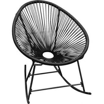 Black Poly Rattan Outdoor Rocking Chair