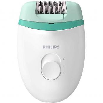 Depiladora Philips Satinelle Essential BRE224/00 - Compacta con cable, depilación eficiente, blanco y verde