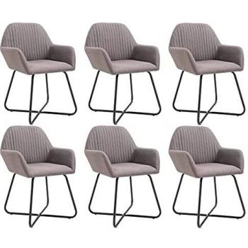vidaXL Taupe Fabric Dining Chairs Set of 6
